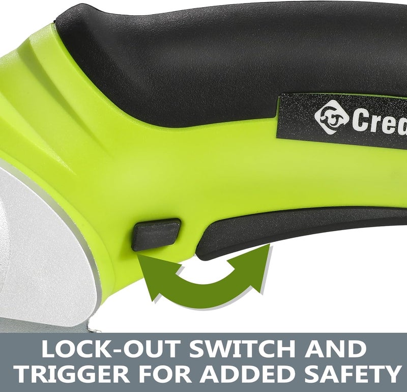 Creddux Cordless Electric Scissors, 4.2V Cardboard Cutter Tool for Cardboard Carpet Leather Packages Plastic with Rechargeable Battery Green - Image 4